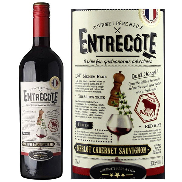 Rượu vang Pháp Entrecote với hương vị độc đáo, quyến rũ đầy mê hoặc.