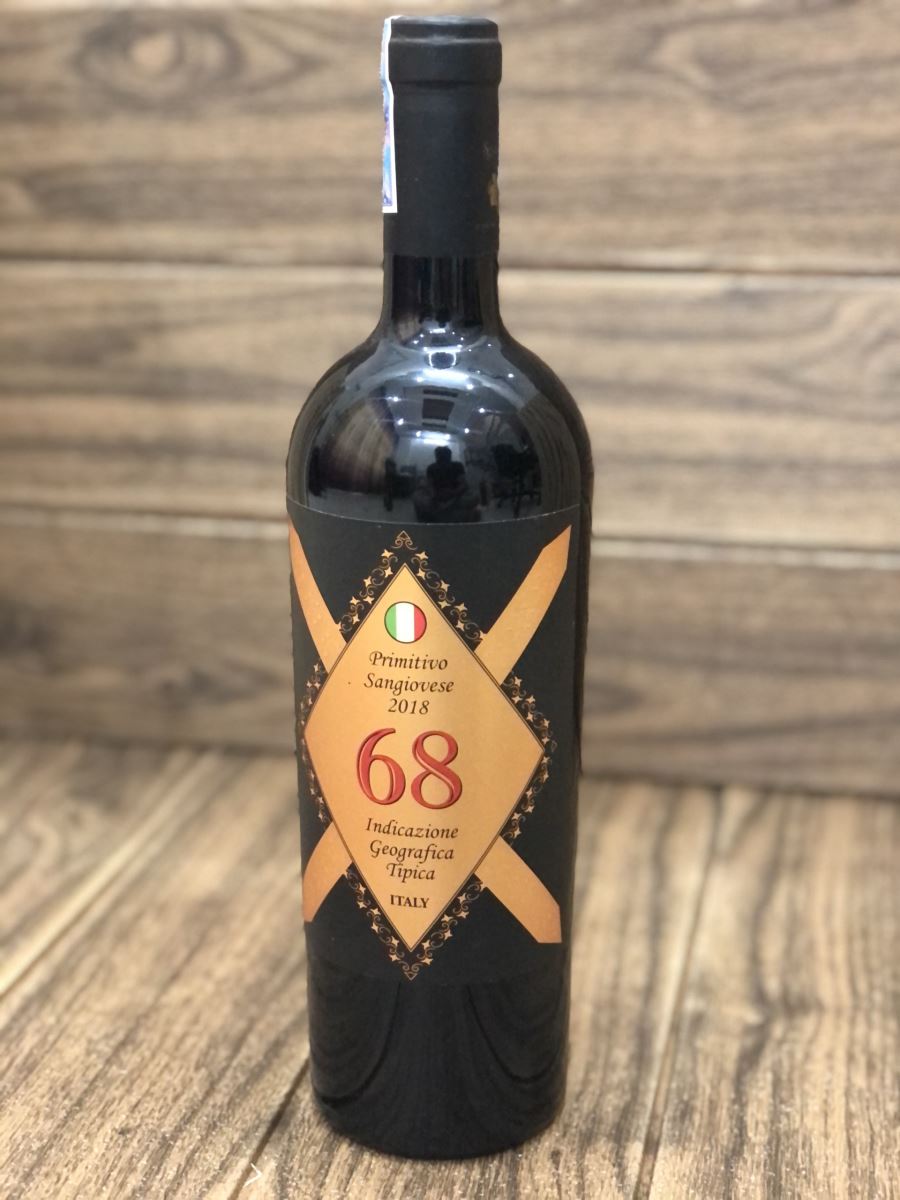 Rượu vang Ý 68 Primitivo Sangiovese một sự kết hợp hoàn hảo.