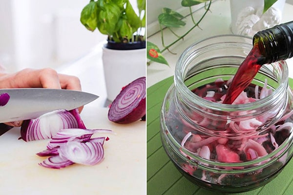 cách ngâm hành tây tím với rượu vang