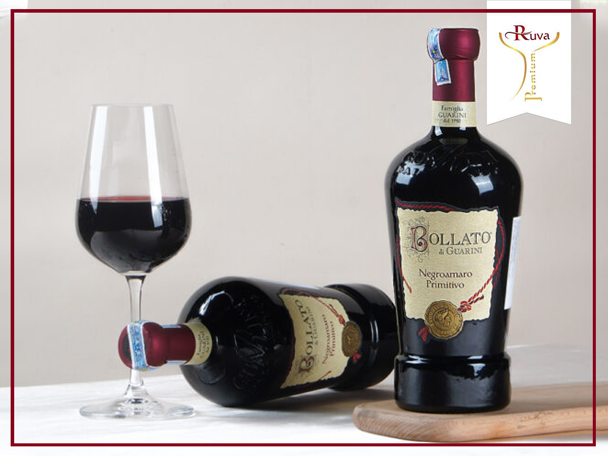 “Bollato” Negroamaro Primitivo IGP Puglia là sản phẩm rượu vang có sự kết hợp đẳng cấp của nho Negroamaro và nho Primitivo