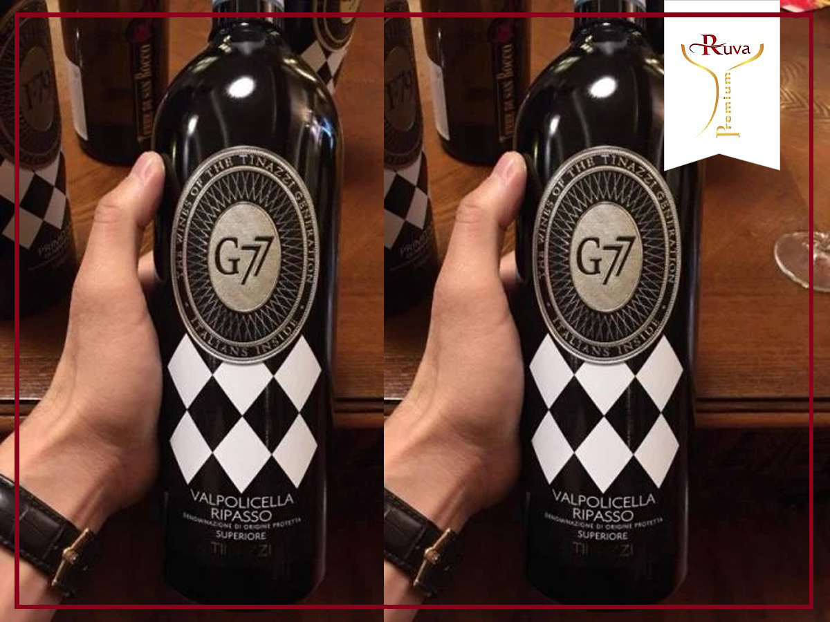 Rượu vang đỏ G77 Valpolicella Ripasso được tạo ra từ việc hòa trộn của 3 loại nho xuất chúng và cao cấp